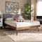 Baxton Studio Devan Light Grey Upholstered Walnut Wood King Size Platform Bed 163-10474 - alternate 5